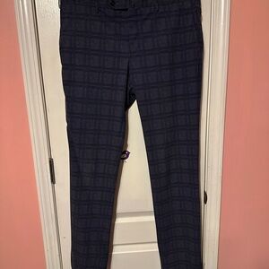 Pt01 Men's Dark Blue‎ Checkered Dress Pants 36x32